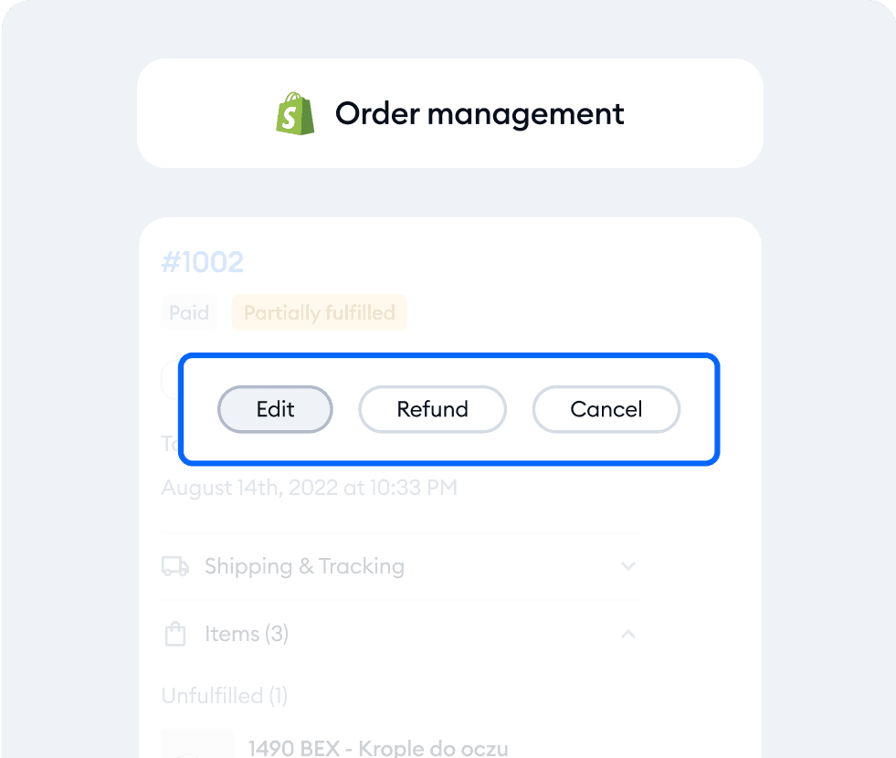 Perform Shopify-specific actions directly from your inbox