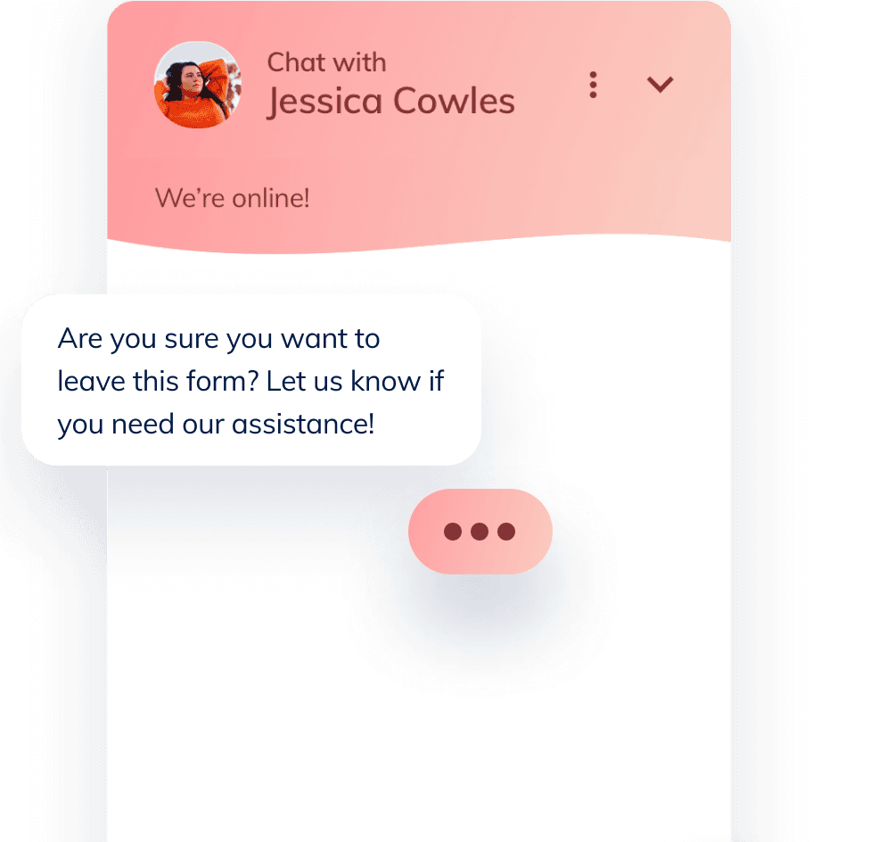 Tidio chat with message for visitor leaving form