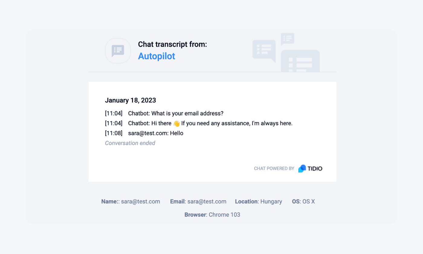example of chat transcript from autopilot example of chat transcript from autopilot