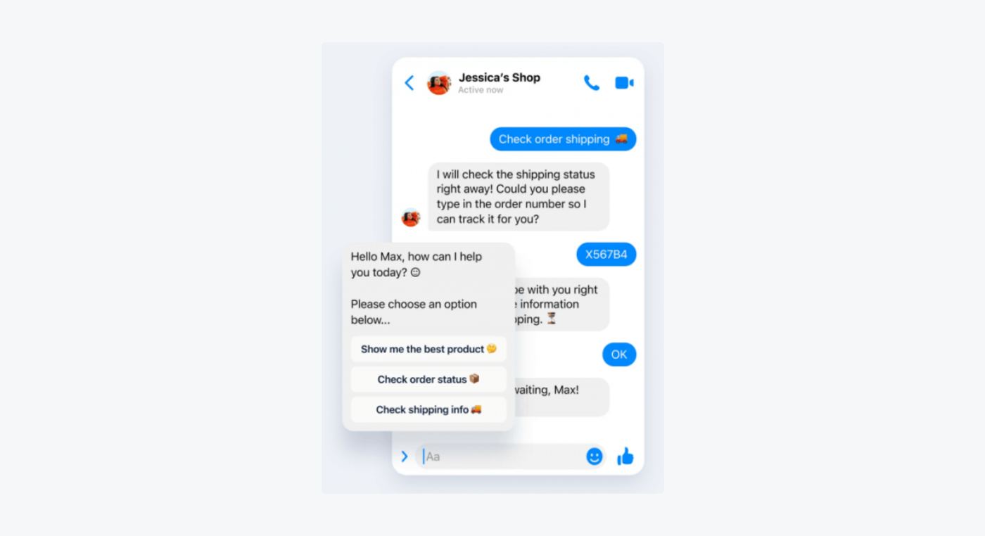 example of Facebook chatbot conversation