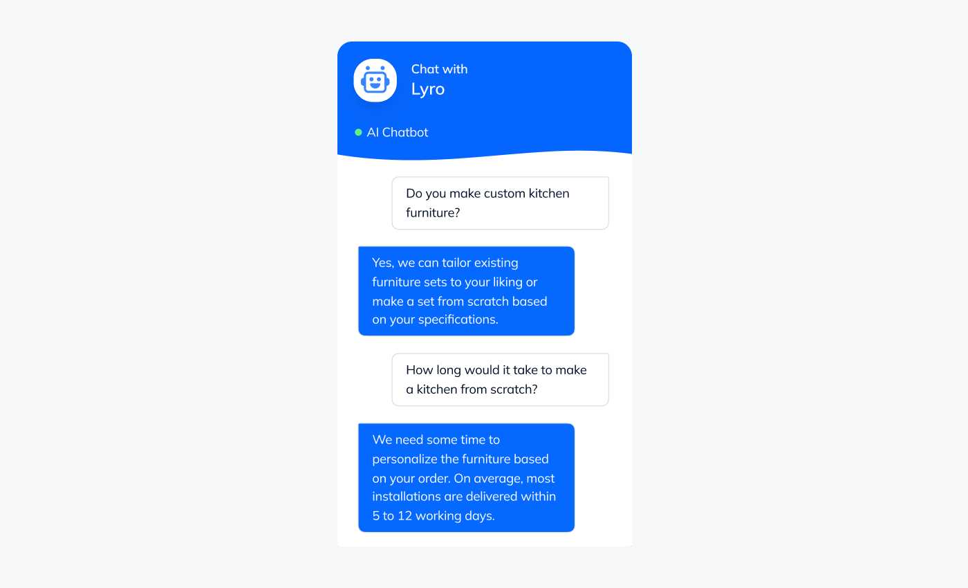 Lyro AI Agent talking to a potential customer.