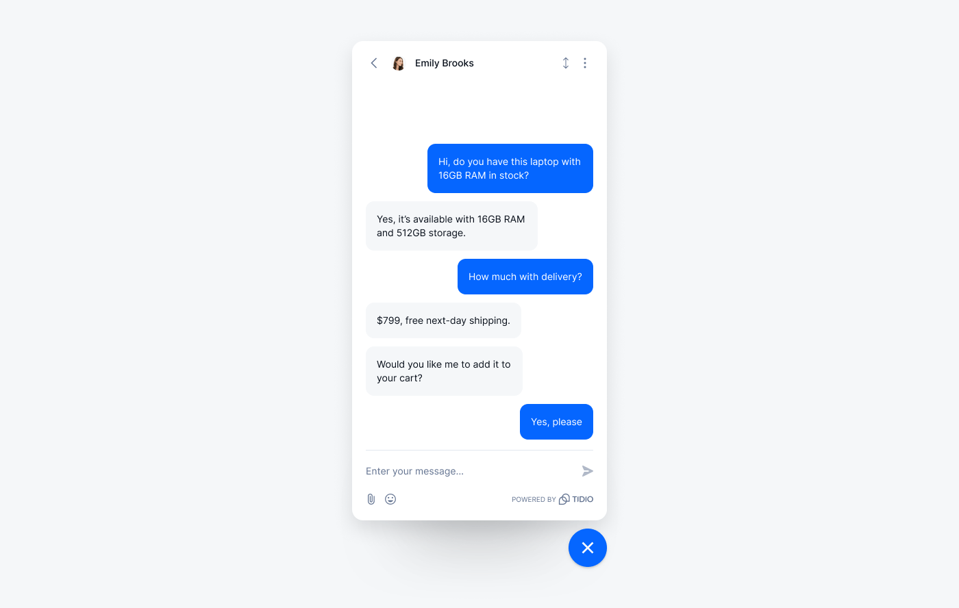 Tidio live chat widget