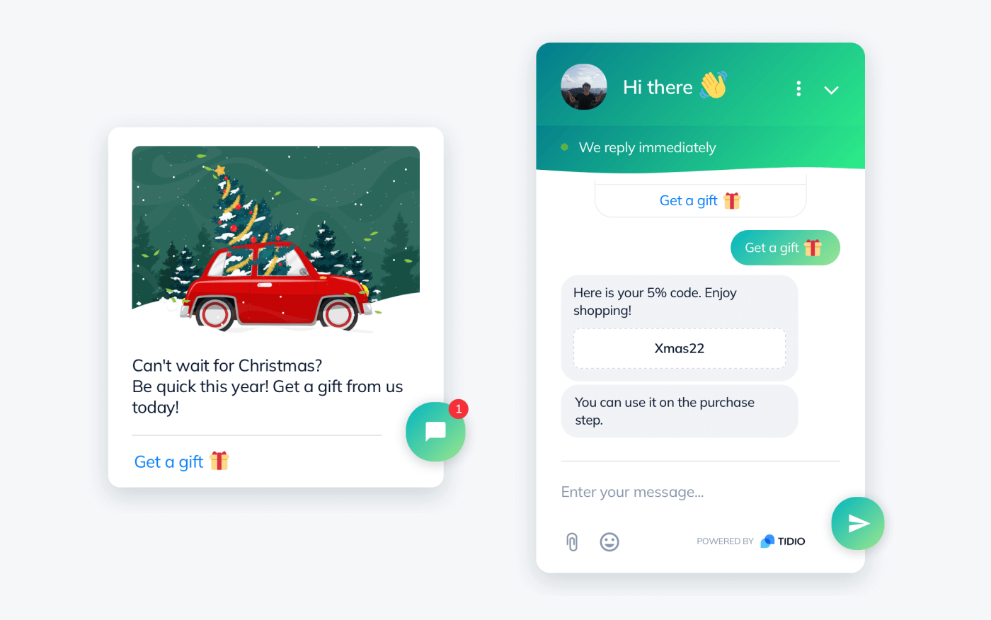 example of chatbot on a website for christmas
