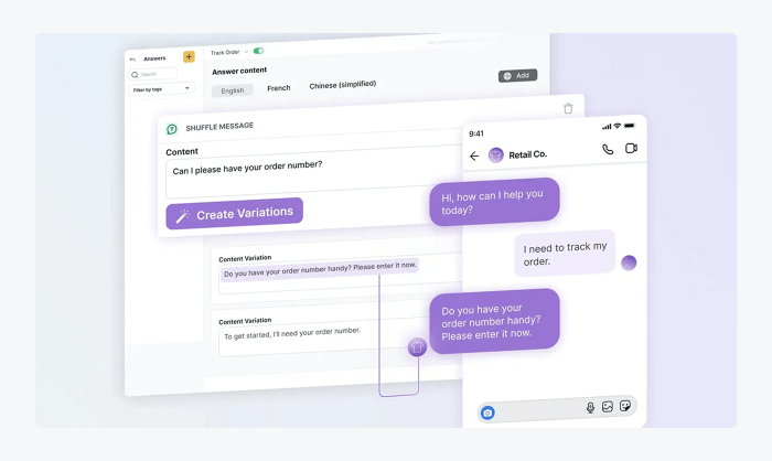 Example of Ada’s AI agent chat.