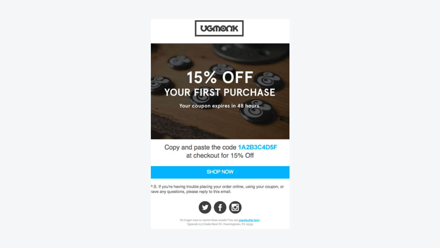 First purchase discount by UGMonk