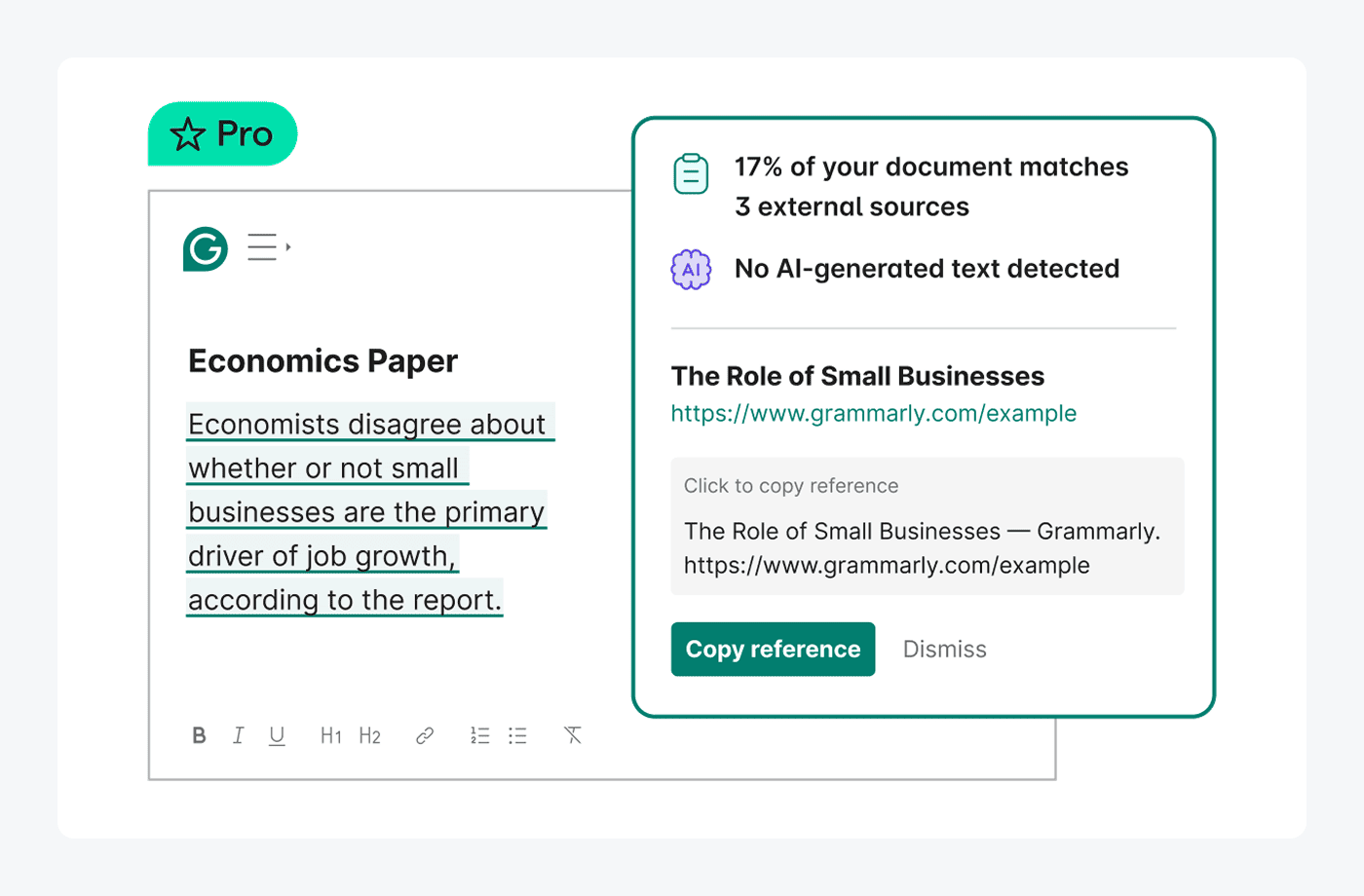 Grammarly tool panel