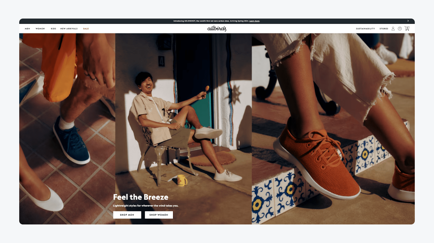 Allbirds’s landing page Allbirds’s landing page