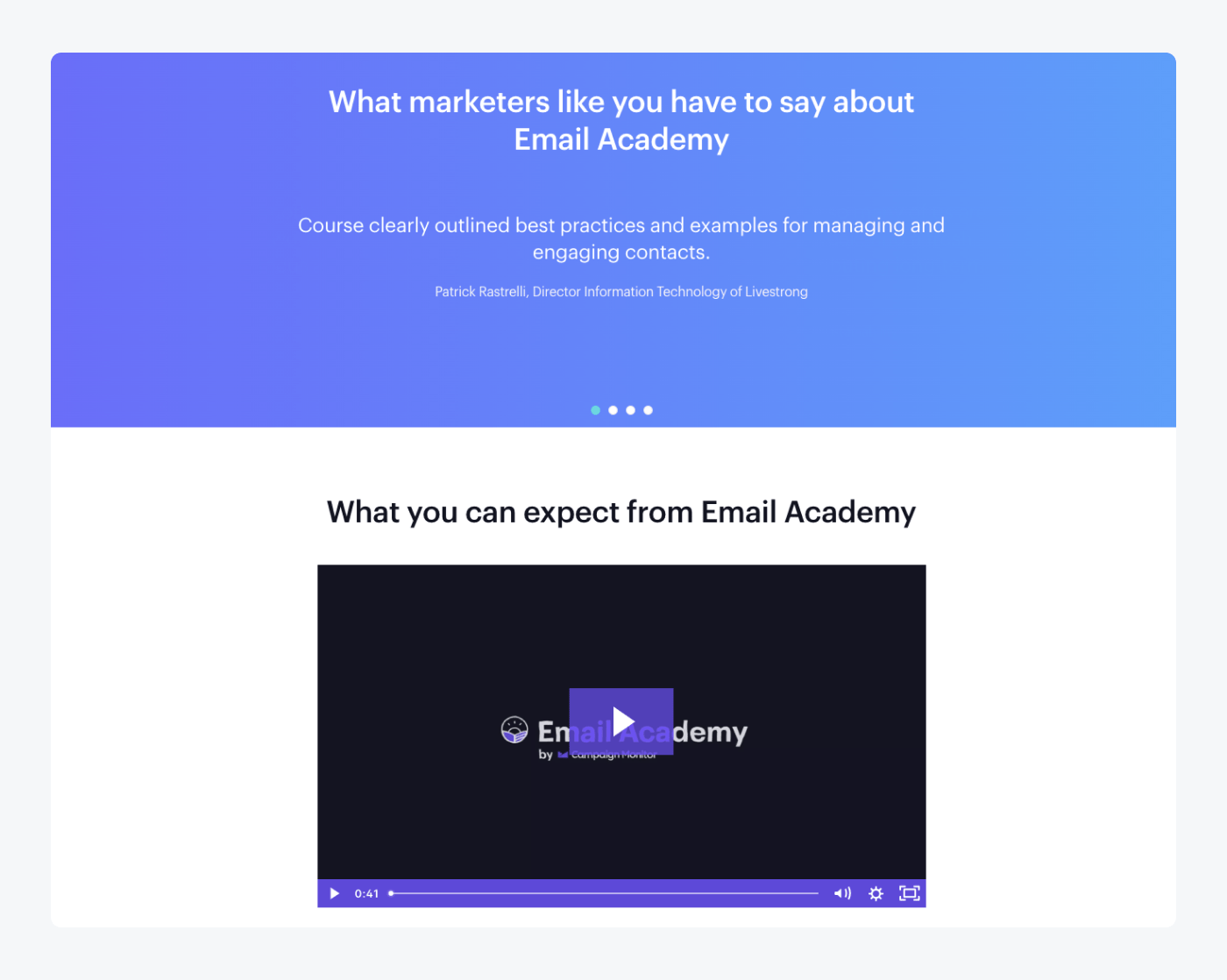 Campaign Monitor’s Email Academy landing page 2