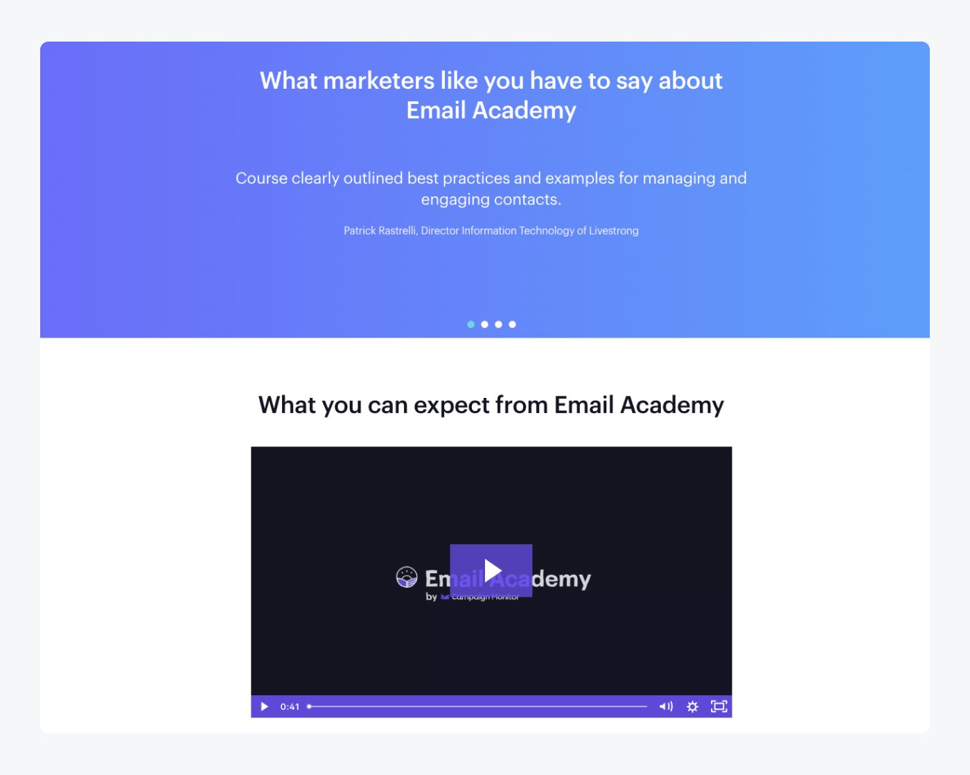Campaign Monitor’s Email Academy landing page 2 Campaign Monitor’s Email Academy landing page 2