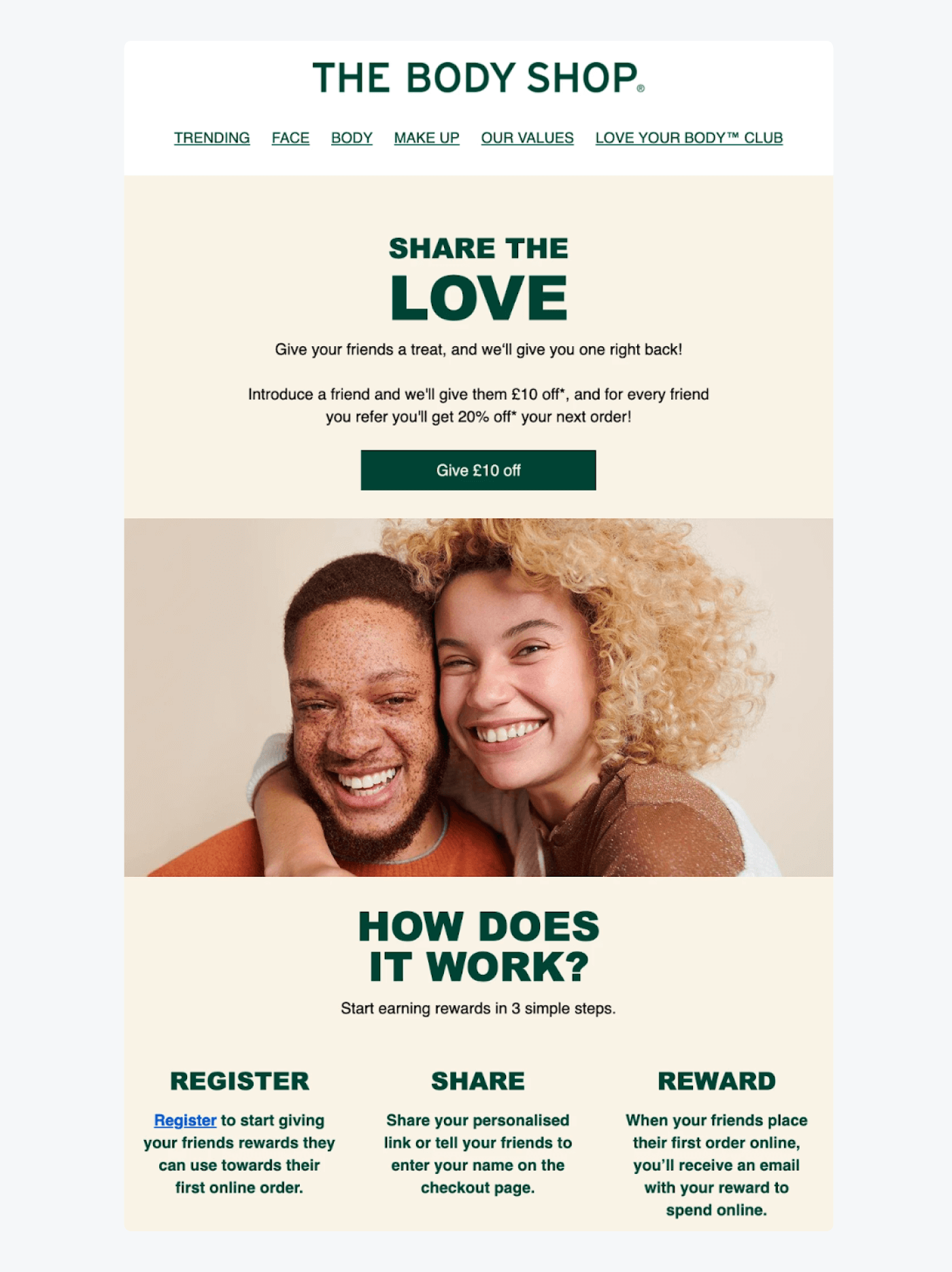 the body shop referral program in action the body shop referral program in action
