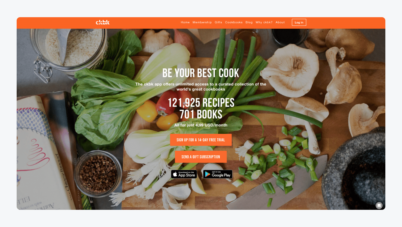 Ckbk's landing page