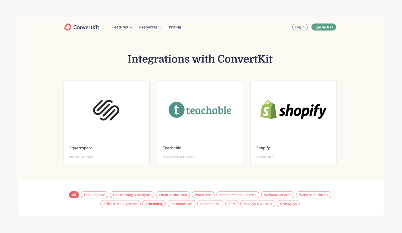 converkit's app integrations converkit's app integrations