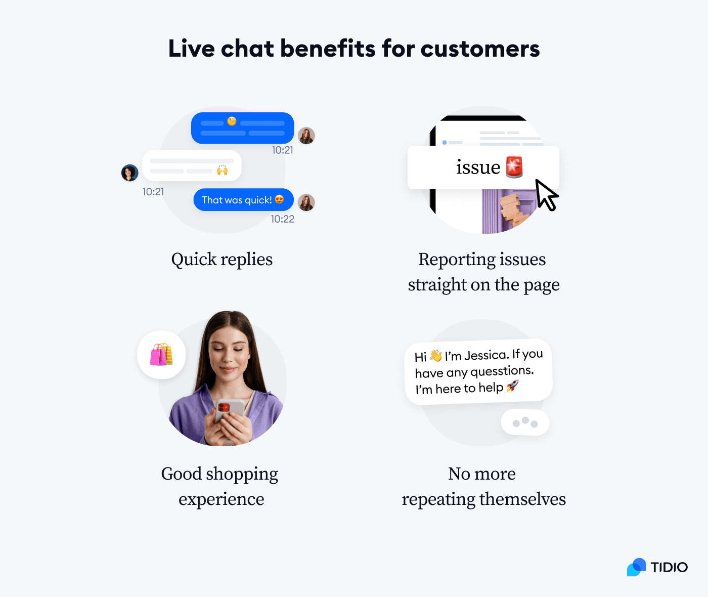 Live chat benefits for customers on image