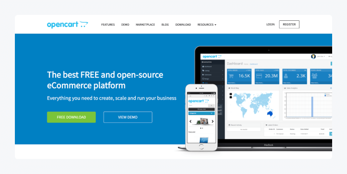 opencart landing page