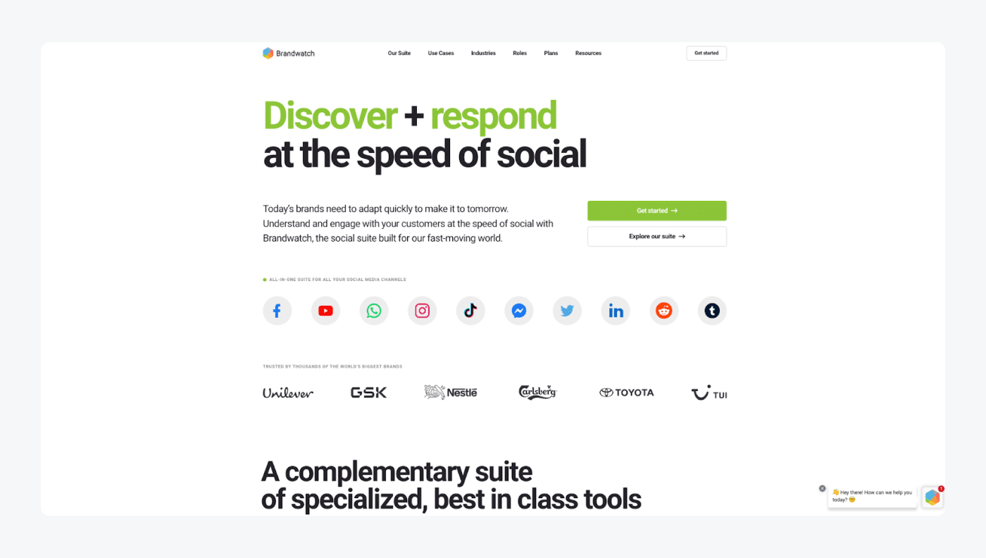 Brandwatch's landing page Brandwatch's landing page