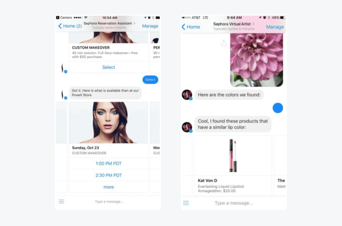 sephora's example example of how Sephora uses this creative chatbot idea