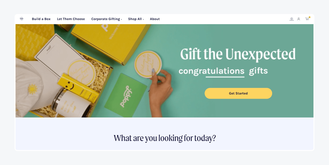 Happy Box's landing page Happy Box's landing page