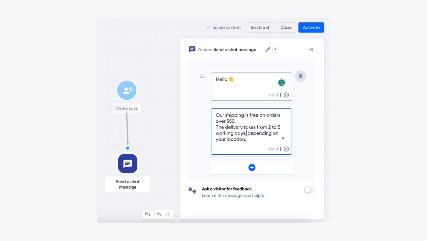 example of how to customize the response text example of how to customize the response text