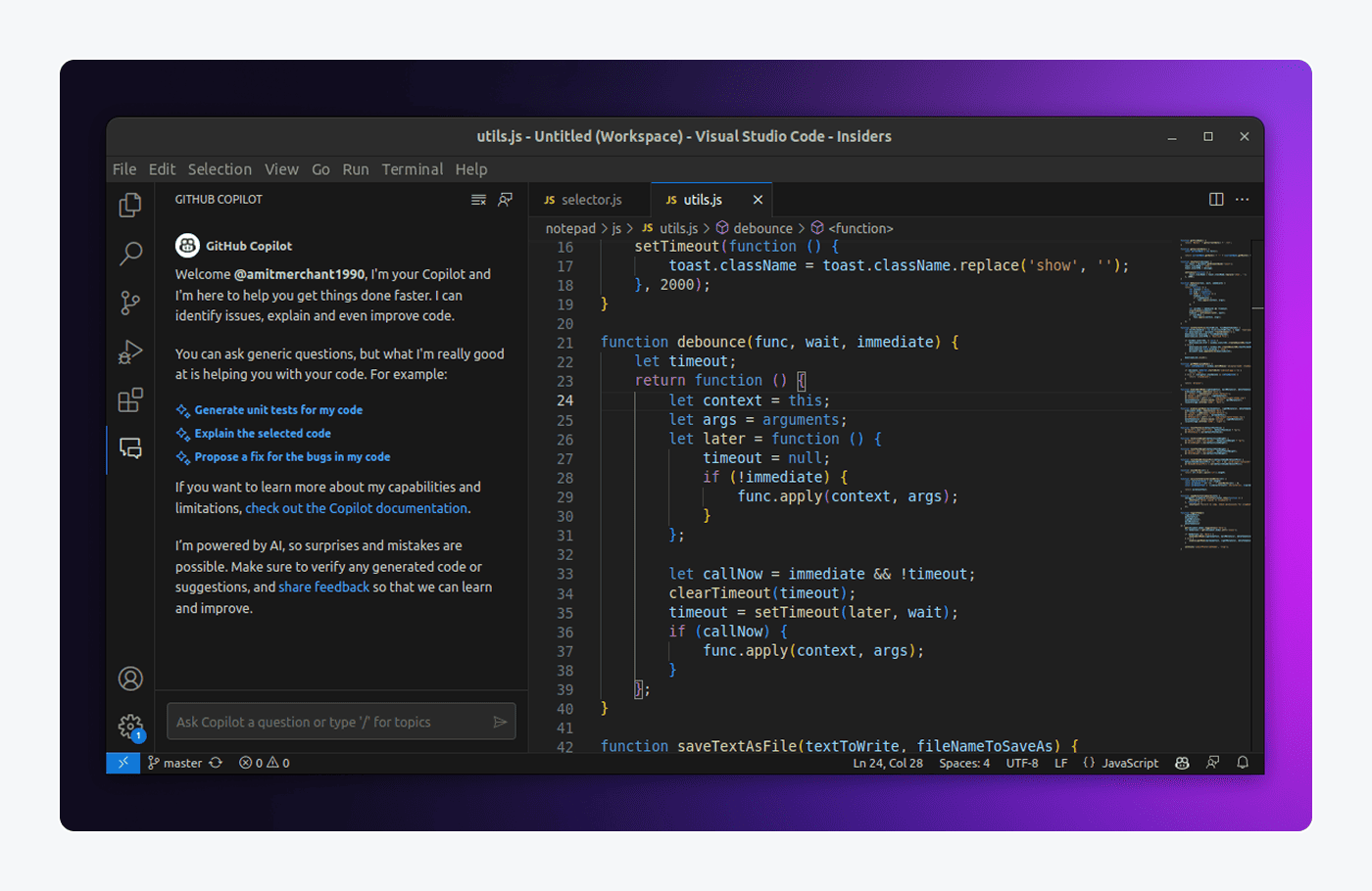 GitHub Copilot tool panel