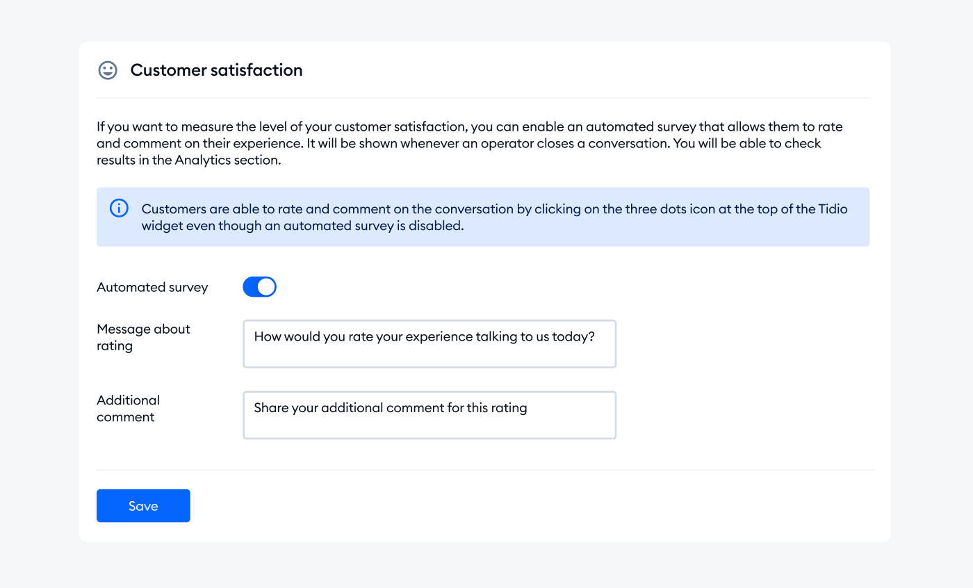 customer satisfaction settings customer satisfaction settings