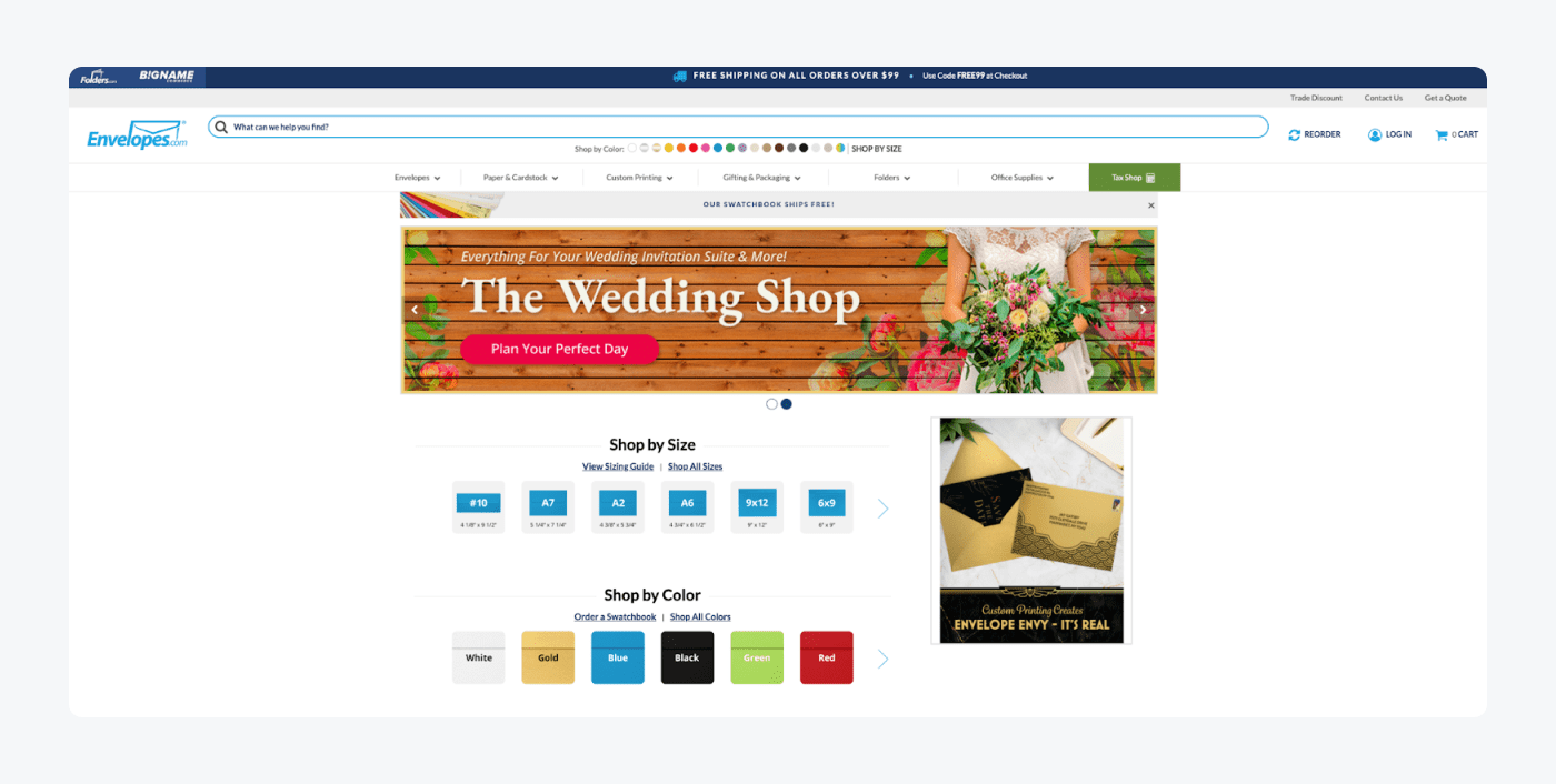 Envelopes' landing page Envelopes' landing page