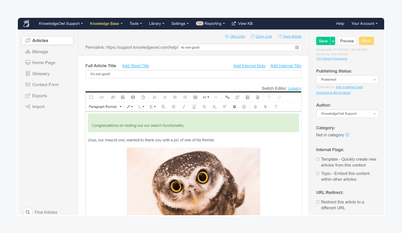 knowledgeowl as a sample of customer self-service software