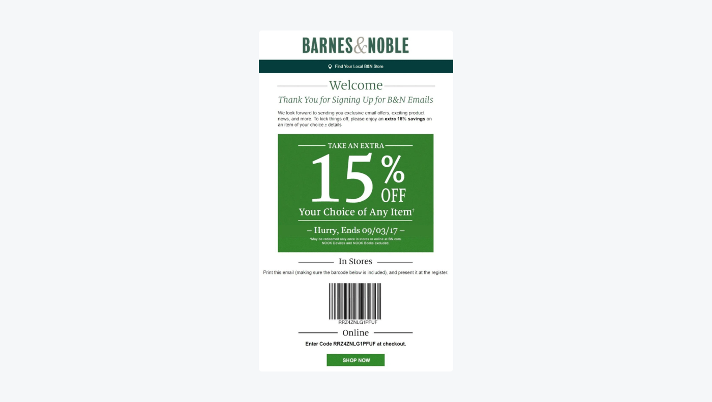 Newsletter signup offer by Barnes&Noble Newsletter signup offer by Barnes&Noble