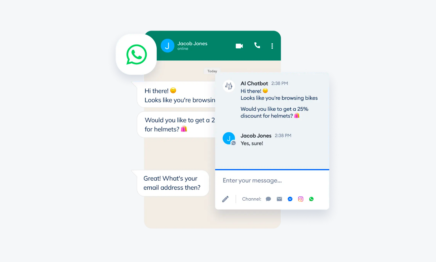 example of whatsapp chatbot by tidio 