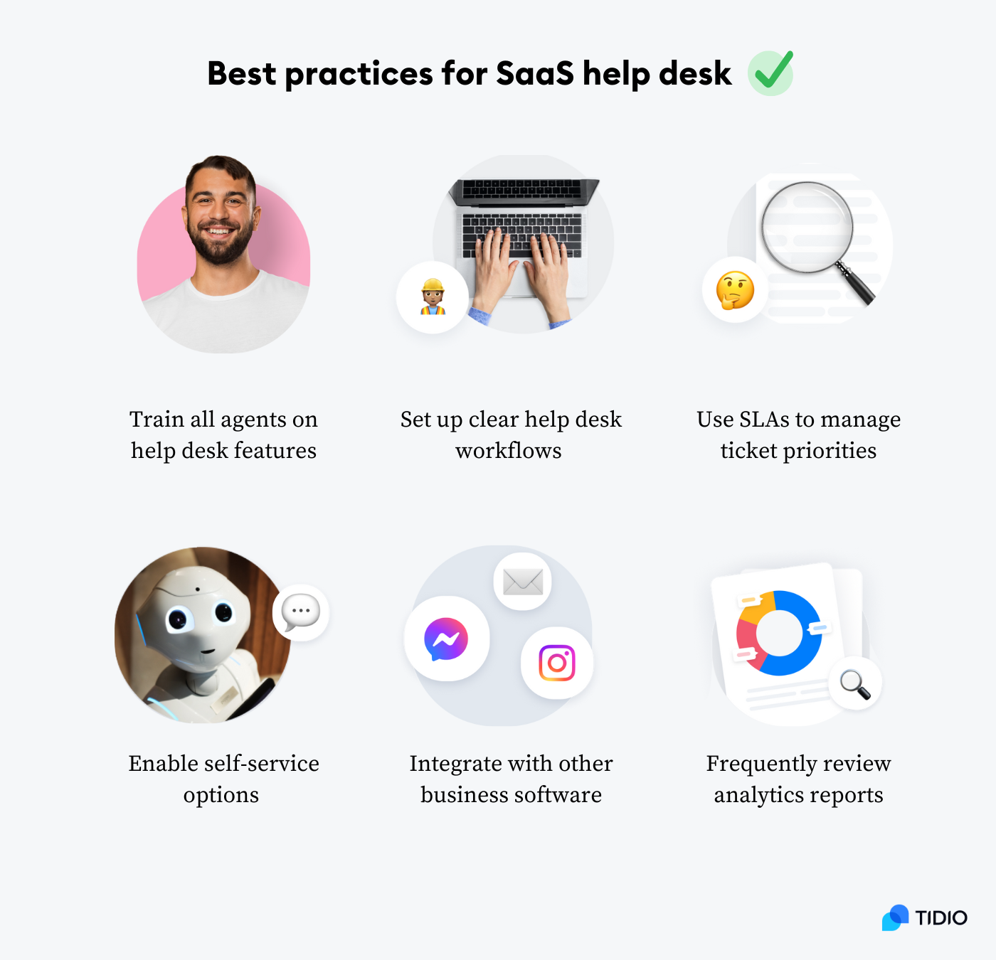 best practices for saas help desk software listed on image