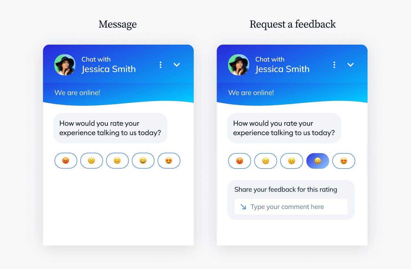 Post-chat survey through live chat example Post-chat survey through live chat example
