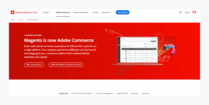 magento commerce landing page
