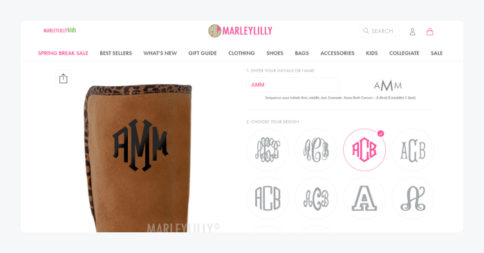 Marleylilly designs with a built-in product editor image