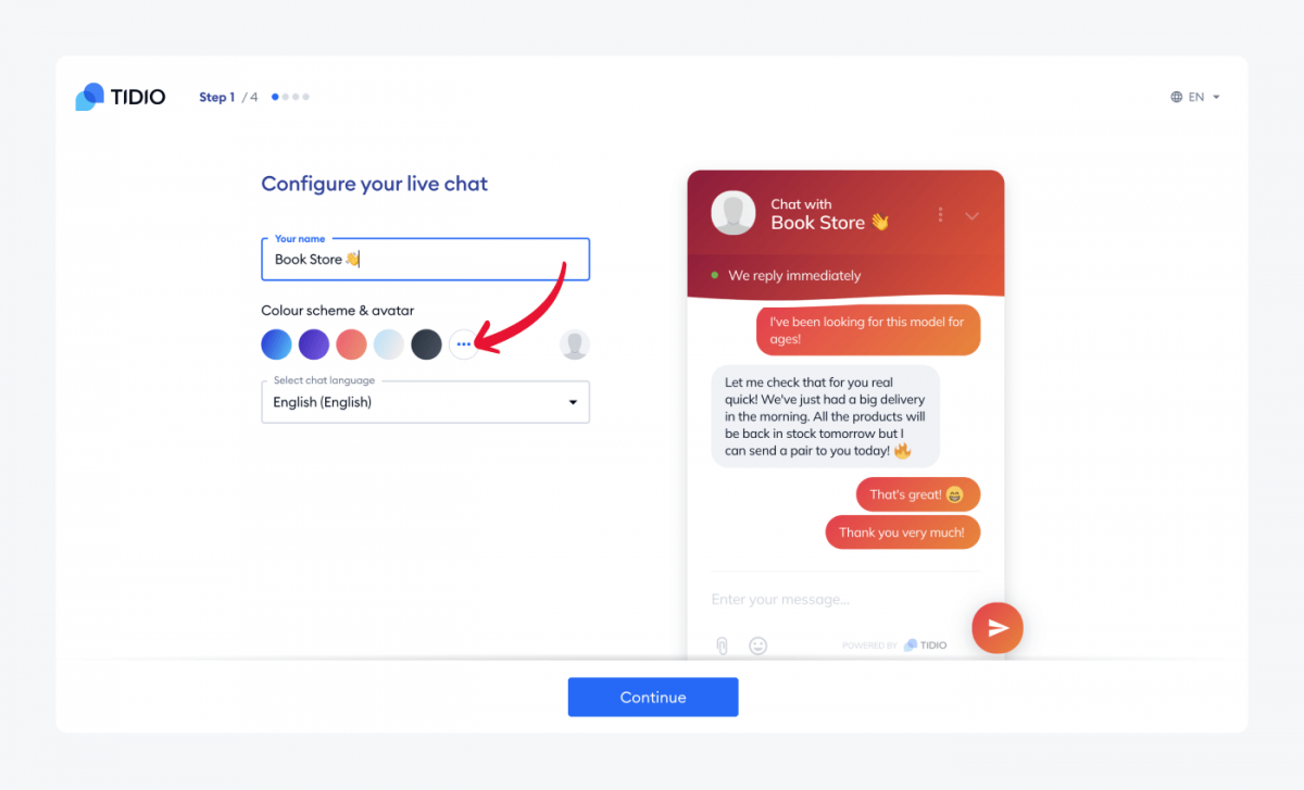 live chat configuration Deciding on the look and feel of the bot