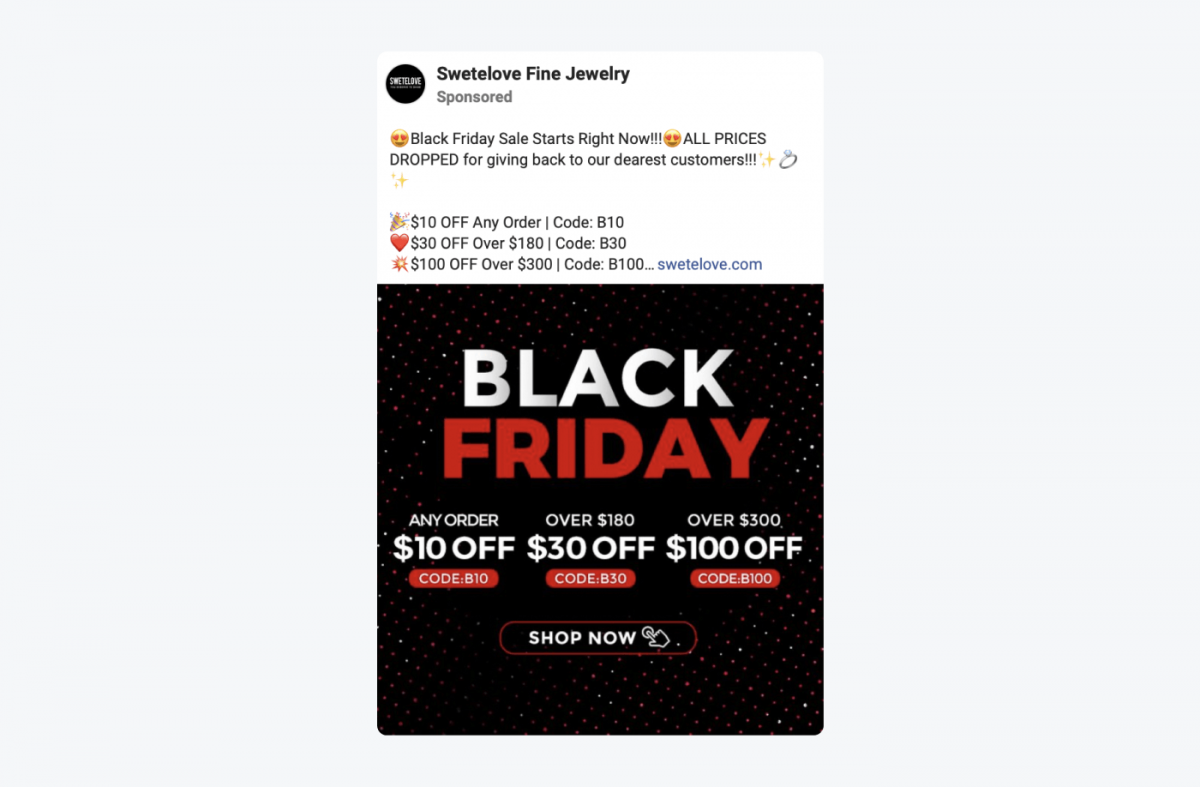 sales ads on Facebook example sales ads on Facebook example