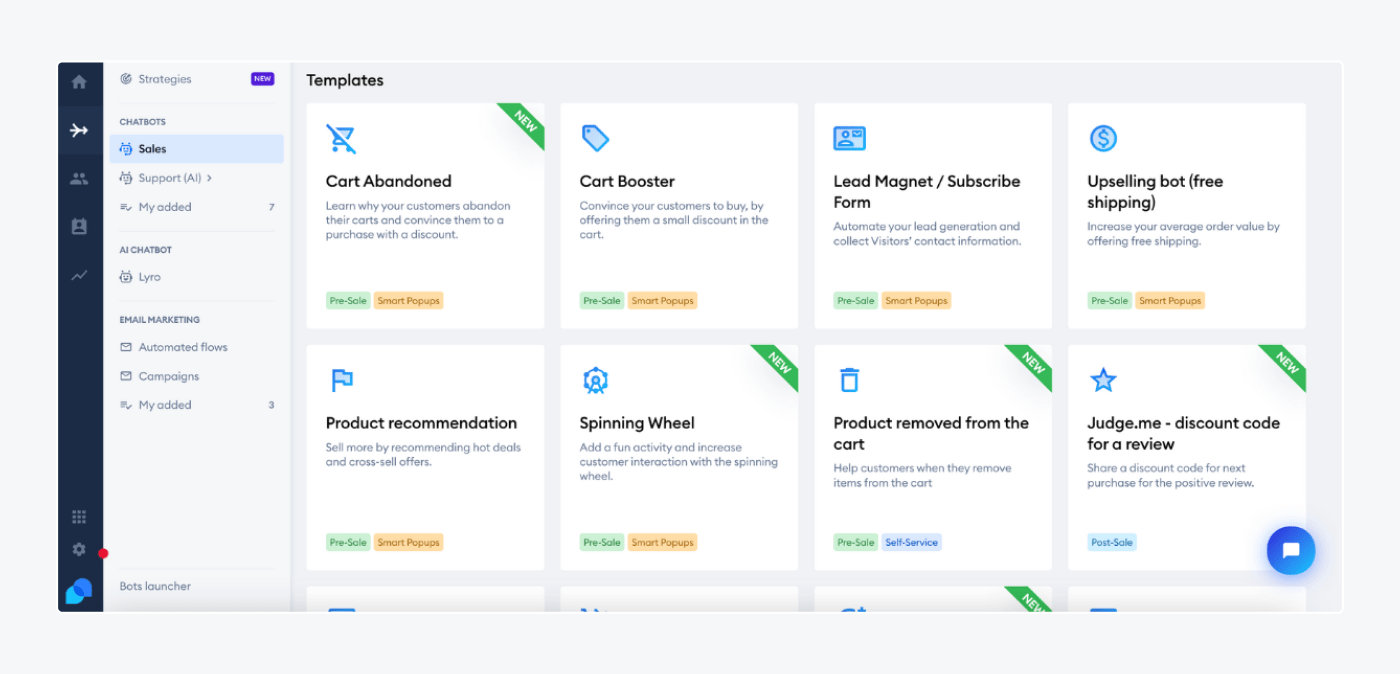 Use templates to build a bot for shopping