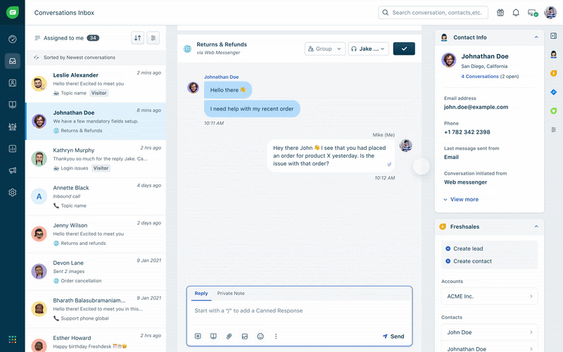 Example of Freshdesk’s interface.