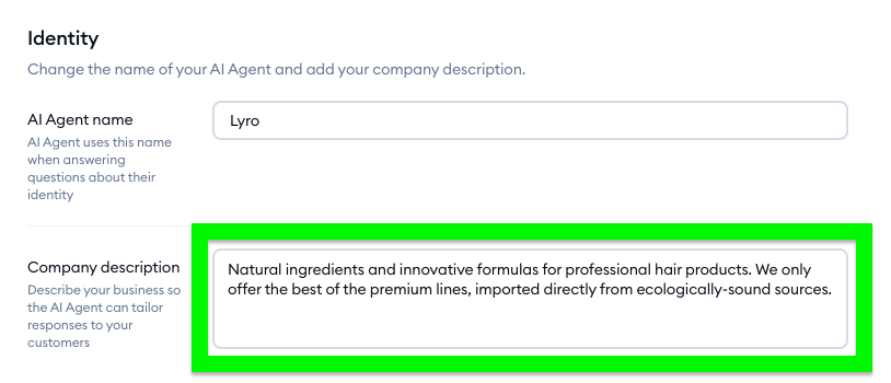 Lyrro Identity options