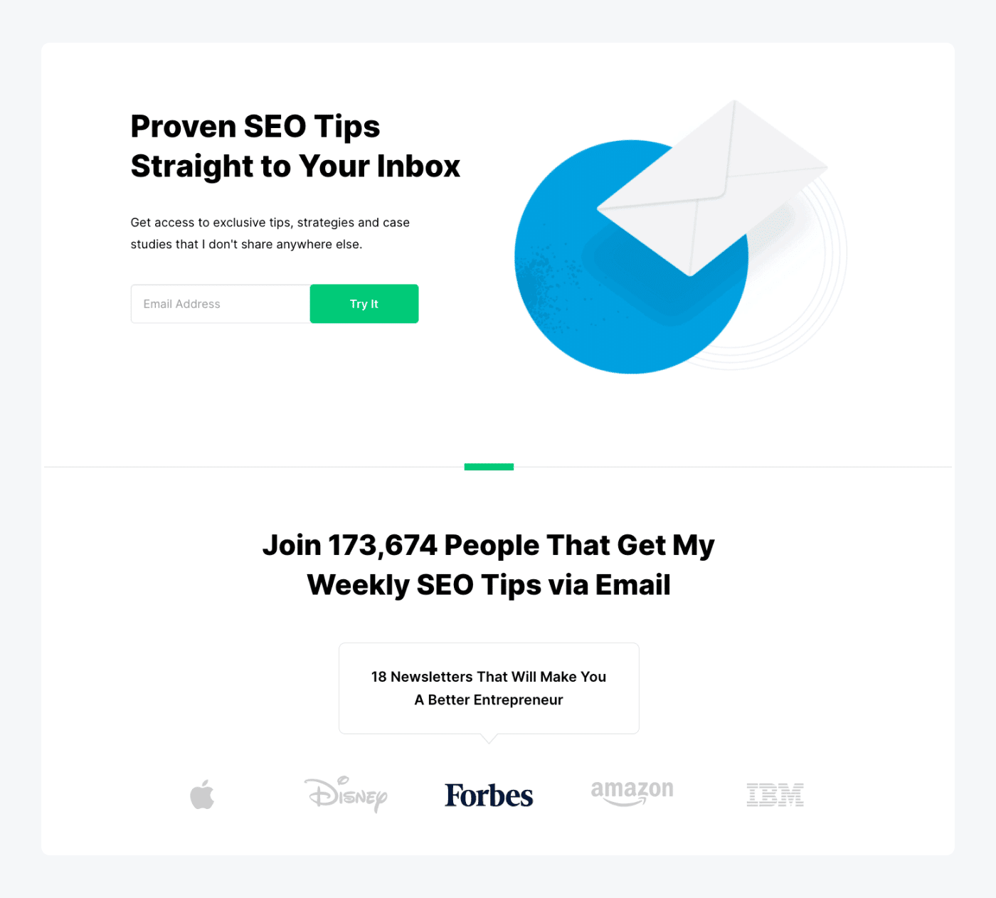 Backlinko Newsletter landing page Backlinko Newsletter landing page