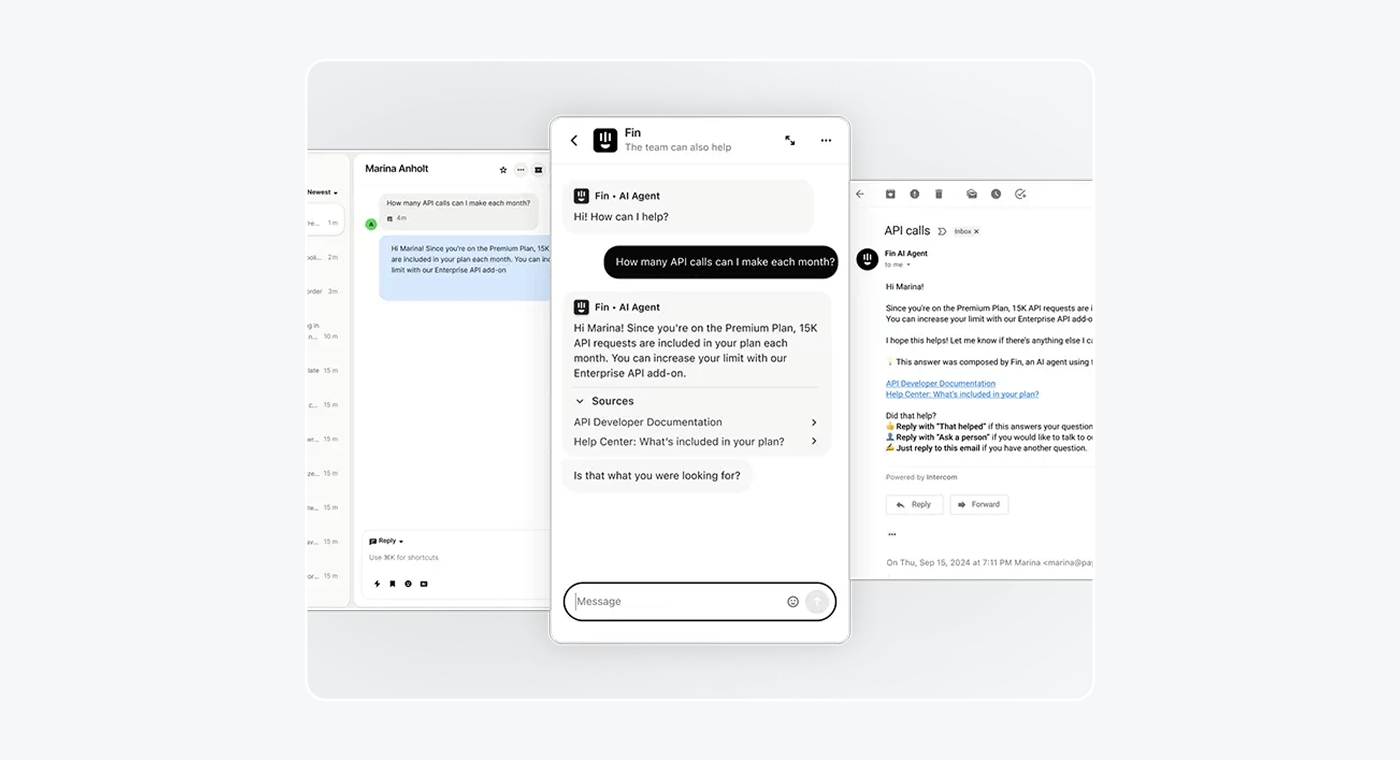 Fin Intercom AI agent for customer service