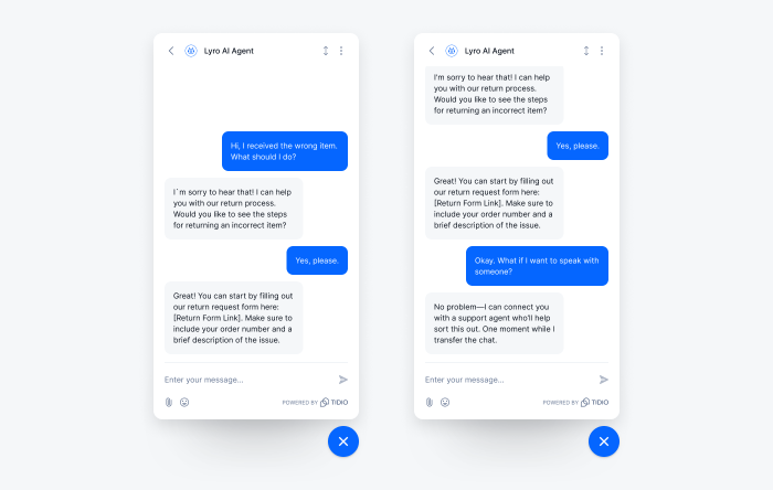 Lyro AI agent assigning customer message to a support agent.