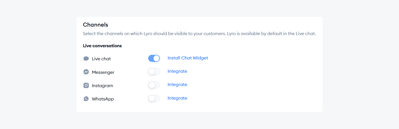 Lyro AI Agent supporting multichannel customer service options.