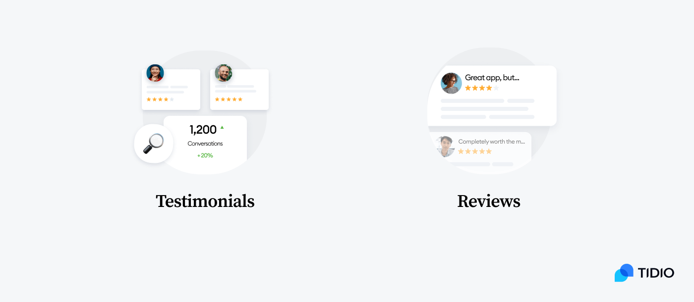 comparison of testimonial vs review image
