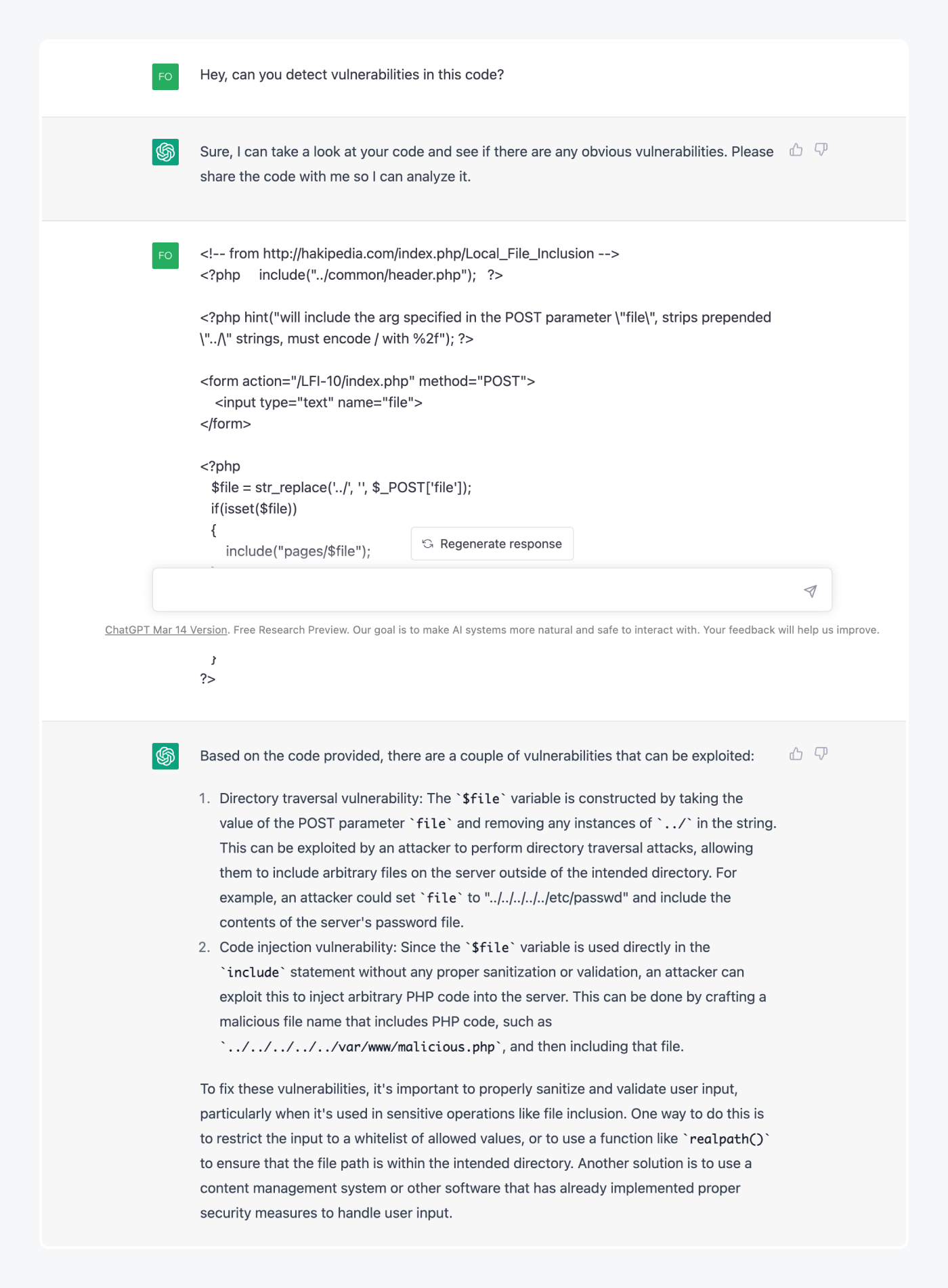 chatGPT Finding security holes in code chatGPT Finding security holes in code