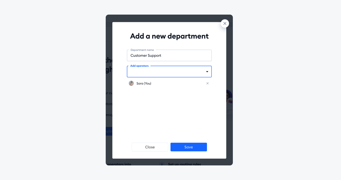 Add new department option