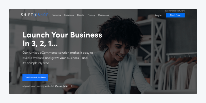 Shift4Shop landing page