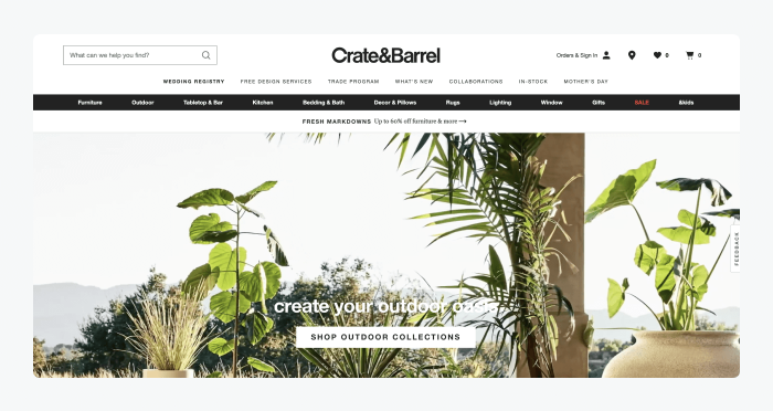 Crate & Barrel website image Crate & Barrel website image