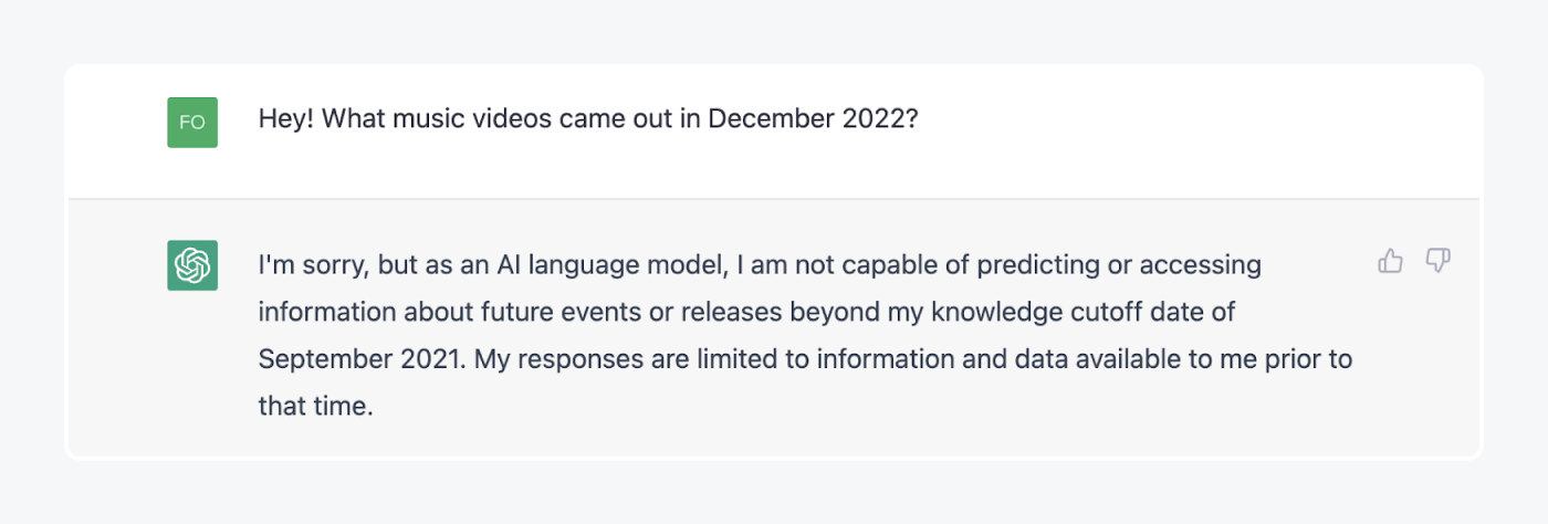 chat GPT No knowledge of the world past 2021 chat GPT No knowledge of the world past 2021