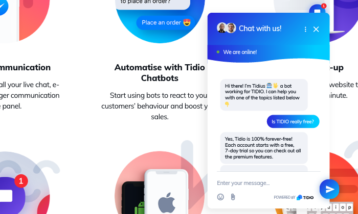 Tidio FAQ chatbo response