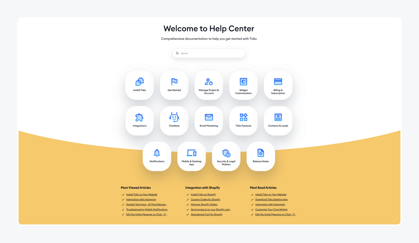 tidio's knowlege base as a example tidio's knowlege base as a example