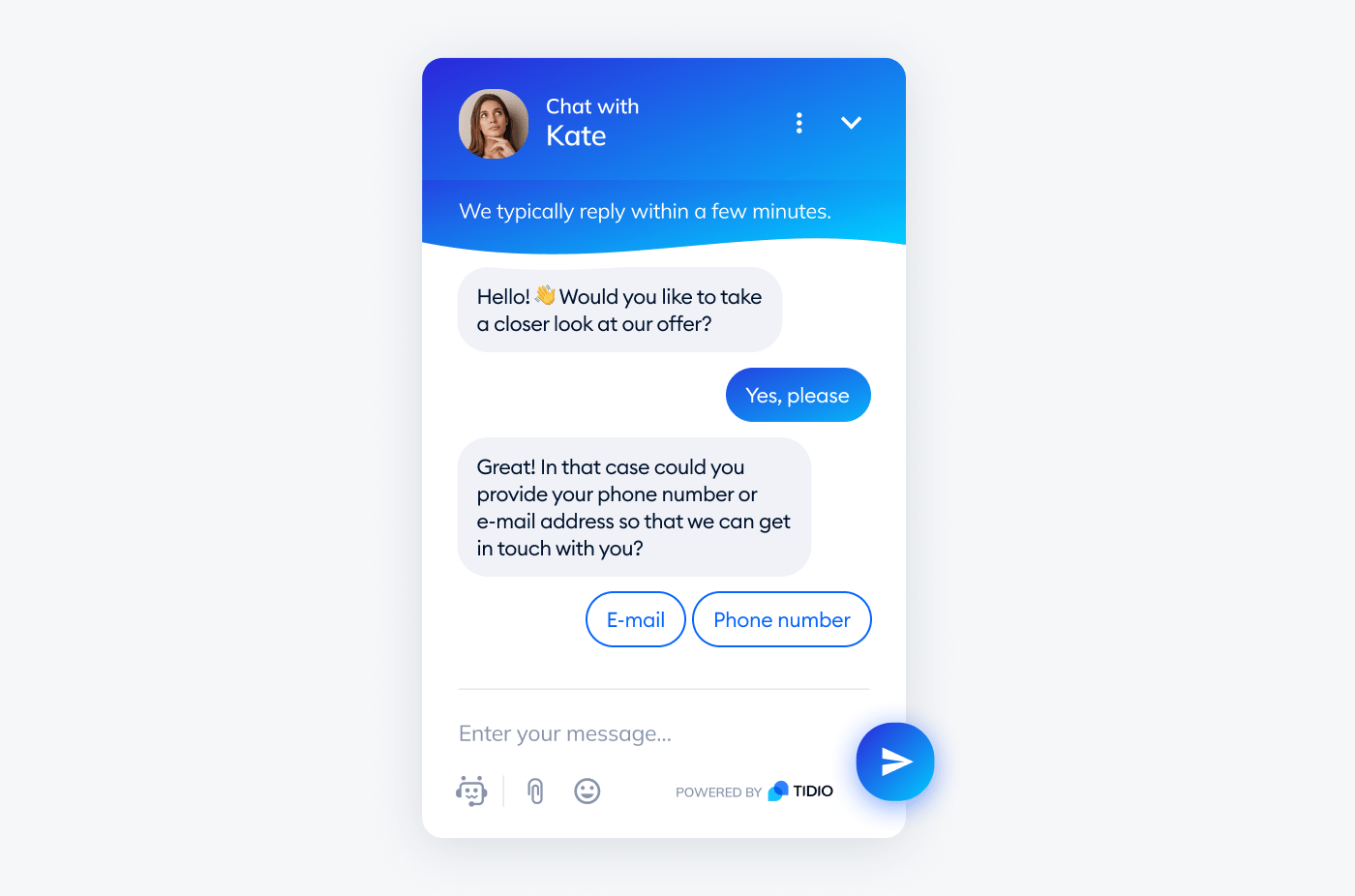 Lead generation support bot example Lead generation support bot example